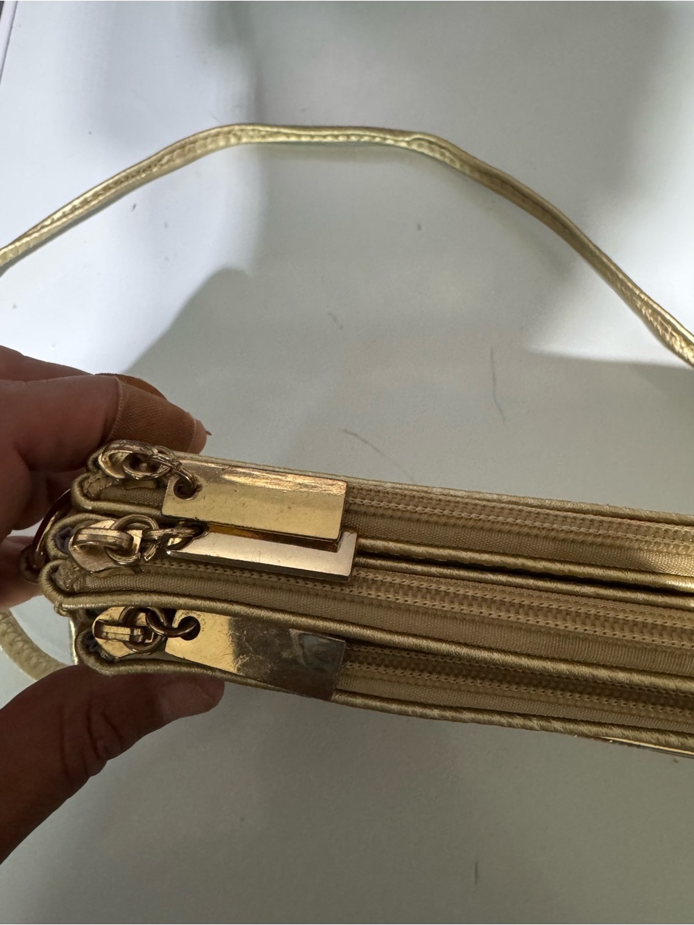 Michael Kors Metallic Gold Leather Crossbody Wristlet - Picture 5 of 16